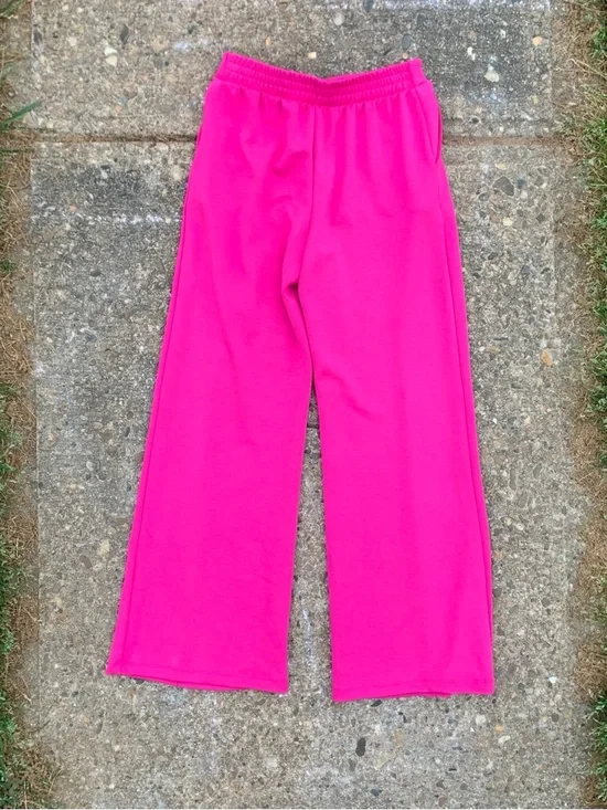 High Rise Wide Leg Hot Pink Women’s Pants Size XS NWT Elastic Back Waistband - Picture 3 of 15